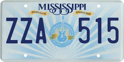 MS license plate ZZA515