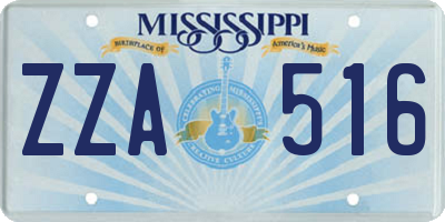 MS license plate ZZA516