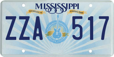 MS license plate ZZA517