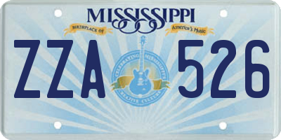 MS license plate ZZA526