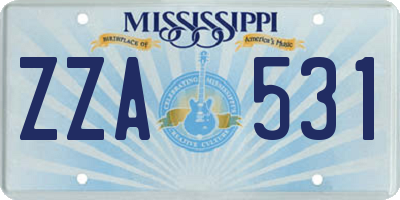 MS license plate ZZA531