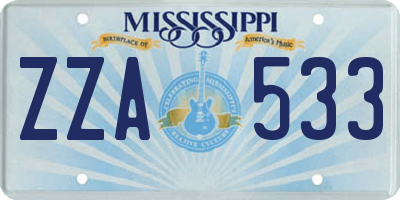 MS license plate ZZA533