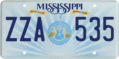 MS license plate ZZA535