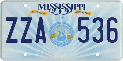 MS license plate ZZA536