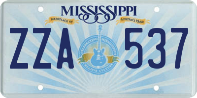 MS license plate ZZA537