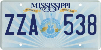 MS license plate ZZA538