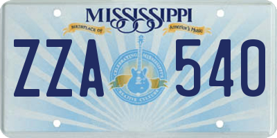 MS license plate ZZA540