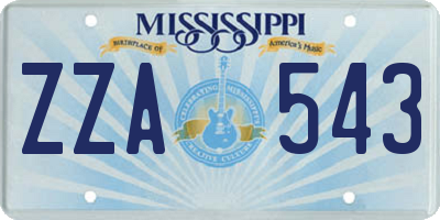 MS license plate ZZA543