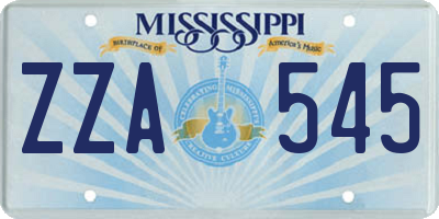 MS license plate ZZA545