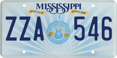 MS license plate ZZA546