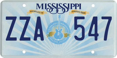 MS license plate ZZA547