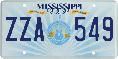 MS license plate ZZA549