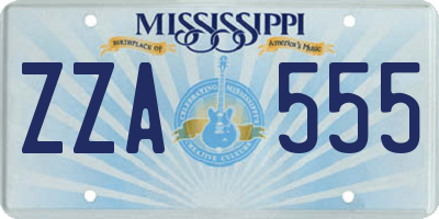 MS license plate ZZA555