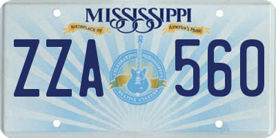MS license plate ZZA560