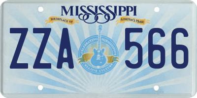 MS license plate ZZA566