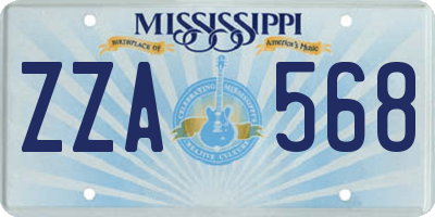 MS license plate ZZA568