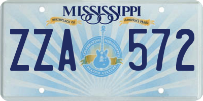 MS license plate ZZA572