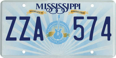 MS license plate ZZA574