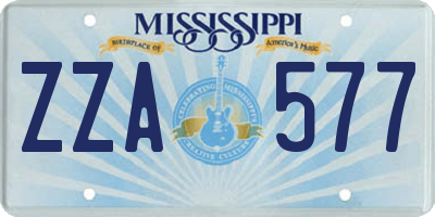 MS license plate ZZA577