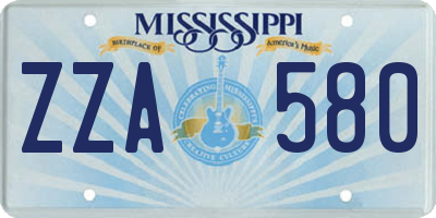 MS license plate ZZA580