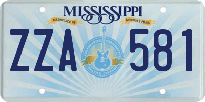 MS license plate ZZA581