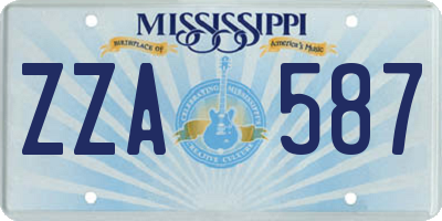 MS license plate ZZA587