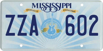 MS license plate ZZA602