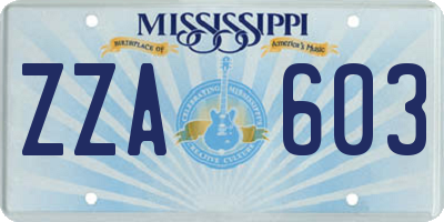 MS license plate ZZA603