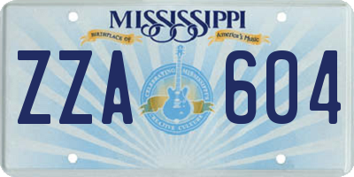 MS license plate ZZA604