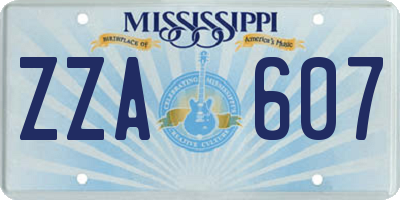 MS license plate ZZA607