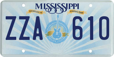 MS license plate ZZA610