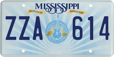 MS license plate ZZA614