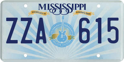 MS license plate ZZA615