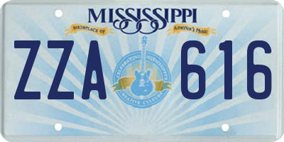 MS license plate ZZA616