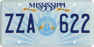 MS license plate ZZA622