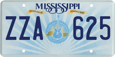 MS license plate ZZA625
