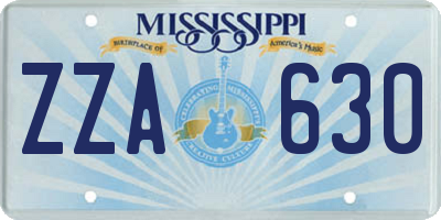 MS license plate ZZA630