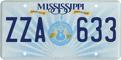 MS license plate ZZA633