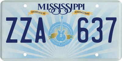 MS license plate ZZA637