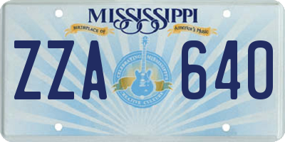 MS license plate ZZA640