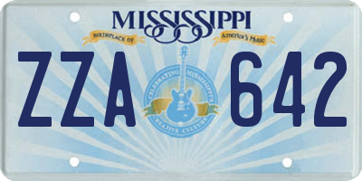 MS license plate ZZA642