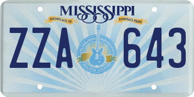 MS license plate ZZA643