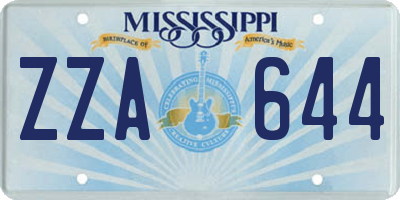 MS license plate ZZA644