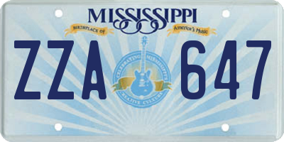 MS license plate ZZA647