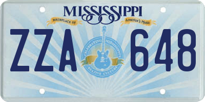 MS license plate ZZA648