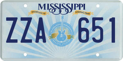 MS license plate ZZA651
