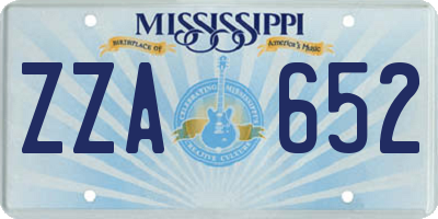 MS license plate ZZA652