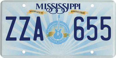 MS license plate ZZA655