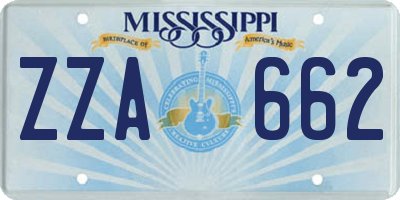 MS license plate ZZA662