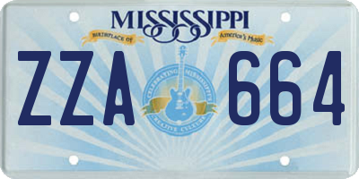 MS license plate ZZA664